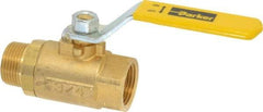 Parker - 3/4" Pipe, Brass Standard Ball Valve - 2 Piece, Inline - One Way Flow, MNPT x FNPT Ends, Lever Handle, 600 WOG, 150 WSP - Eagle Tool & Supply