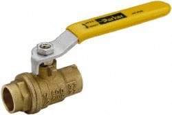 Parker - 1" Pipe, Brass Standard Ball Valve - 2 Piece, Inline - One Way Flow, Soldered x Soldered Ends, Lever Handle, 600 WOG, 150 WSP - Eagle Tool & Supply