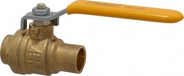 Parker - 1/2" Pipe, Brass Standard Ball Valve - 2 Piece, Inline - One Way Flow, Soldered x Soldered Ends, Lever Handle, 600 WOG, 150 WSP - Eagle Tool & Supply