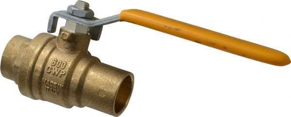 Parker - 3/4" Pipe, Brass Standard Ball Valve - 2 Piece, Inline - One Way Flow, Soldered x Soldered Ends, Lever Handle, 600 WOG, 150 WSP - Eagle Tool & Supply