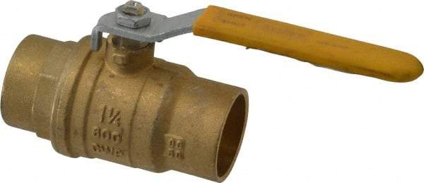 Parker - 1-1/4" Pipe, Brass Standard Ball Valve - 2 Piece, Inline - One Way Flow, Soldered x Soldered Ends, Lever Handle, 600 WOG, 150 WSP - Eagle Tool & Supply