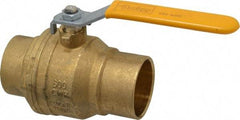 Parker - 2" Pipe, Brass Standard Ball Valve - 2 Piece, Inline - One Way Flow, Soldered x Soldered Ends, Lever Handle, 600 WOG, 150 WSP - Eagle Tool & Supply
