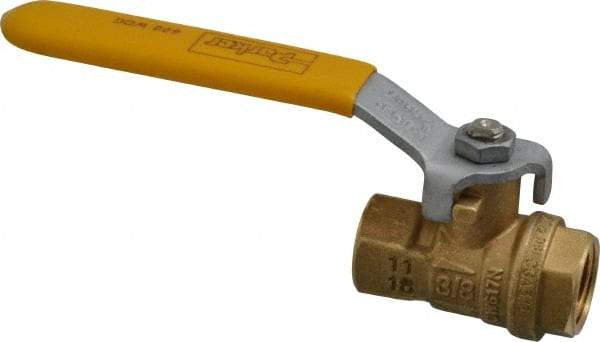 Parker - 3/8" Pipe, Brass Standard Ball Valve - 2 Piece, Inline - One Way Flow, FNPT x FNPT Ends, Lever Handle, 600 WOG, 150 WSP - Eagle Tool & Supply