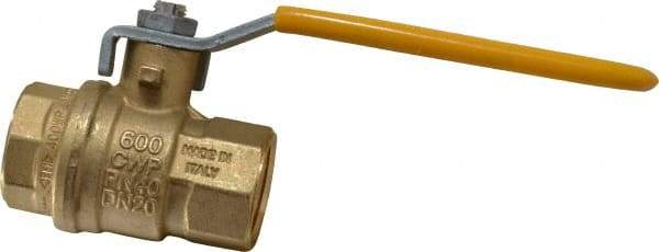 Parker - 3/4" Pipe, Brass Standard Ball Valve - 2 Piece, Inline - One Way Flow, FNPT x FNPT Ends, Lever Handle, 600 WOG, 150 WSP - Eagle Tool & Supply