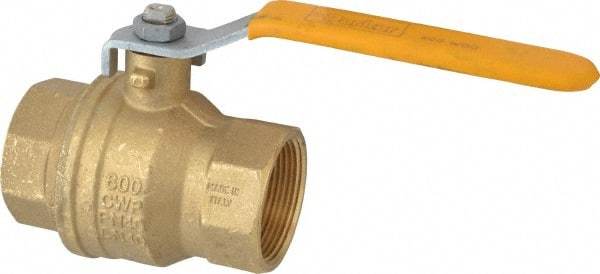 Parker - 1-1/2" Pipe, Brass Standard Ball Valve - 2 Piece, Inline - One Way Flow, FNPT x FNPT Ends, Lever Handle, 600 WOG, 150 WSP - Eagle Tool & Supply
