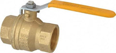 Parker - 1-1/2" Pipe, Brass Standard Ball Valve - 2 Piece, Inline - One Way Flow, FNPT x FNPT Ends, Lever Handle, 600 WOG, 150 WSP - Eagle Tool & Supply