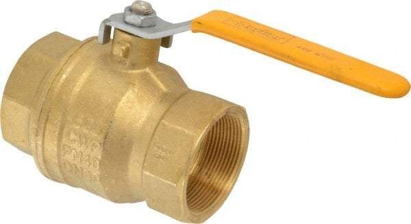 Parker - 2" Pipe, Brass Standard Ball Valve - 2 Piece, Inline - One Way Flow, FNPT x FNPT Ends, Lever Handle, 600 WOG, 150 WSP - Eagle Tool & Supply