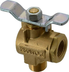 Parker - 3/8" Pipe, Brass Standard Ball Valve - 2 Piece, Right Angle, MNPT x FNPT Ends, Tee Handle, 250 WOG, 150 WSP - Eagle Tool & Supply