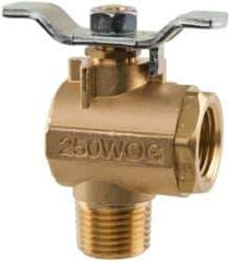 Parker - 1/2" Pipe, Brass Standard Ball Valve - 2 Piece, Right Angle, MNPT x FNPT Ends, Tee Handle, 250 WOG, 150 WSP - Eagle Tool & Supply