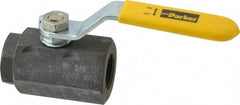Parker - 3/4" Pipe, Carbon Steel Standard Ball Valve - 2 Piece, Inline - One Way Flow, FNPT x FNPT Ends, Lever Handle, 2,000 WOG, 150 WSP - Eagle Tool & Supply