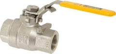 Parker - 3/4" Pipe, Full Port, Stainless Steel Standard Ball Valve - 2 Piece, Inline - One Way Flow, FNPT x FNPT Ends, Padlock Handle, 2,000 WOG, 150 WSP - Eagle Tool & Supply
