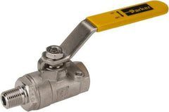 Parker - 1/4" Pipe, Full Port, Stainless Steel Standard Ball Valve - 2 Piece, Inline - One Way Flow, MNPT x FNPT Ends, Lever Handle, 2,000 WOG, 150 WSP - Eagle Tool & Supply