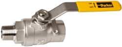 Parker - 3/4" Pipe, Full Port, Stainless Steel Standard Ball Valve - 2 Piece, Inline - One Way Flow, MNPT x FNPT Ends, Lever Handle, 2,000 WOG, 150 WSP - Eagle Tool & Supply