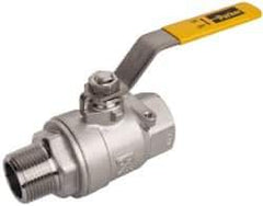 Parker - 1" Pipe, Full Port, Stainless Steel Standard Ball Valve - 2 Piece, Inline - One Way Flow, MNPT x FNPT Ends, Lever Handle, 2,000 WOG, 150 WSP - Eagle Tool & Supply