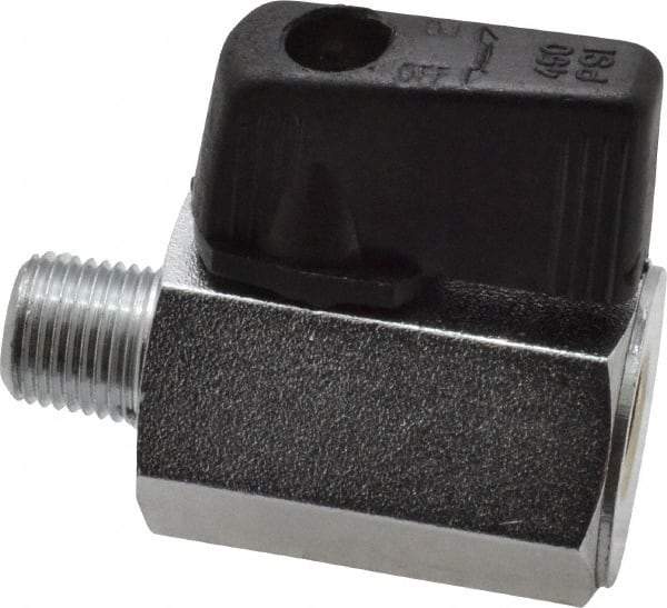 Midwest Control - 1/2" Pipe, Brass Miniature Ball Valve - Inline - One Way Flow, MNPT x FNPT Ends, Wedge Handle, 450 WOG - Eagle Tool & Supply