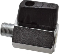 Midwest Control - 1/2" Pipe, Brass Miniature Ball Valve - Inline - One Way Flow, MNPT x FNPT Ends, Wedge Handle, 450 WOG - Eagle Tool & Supply