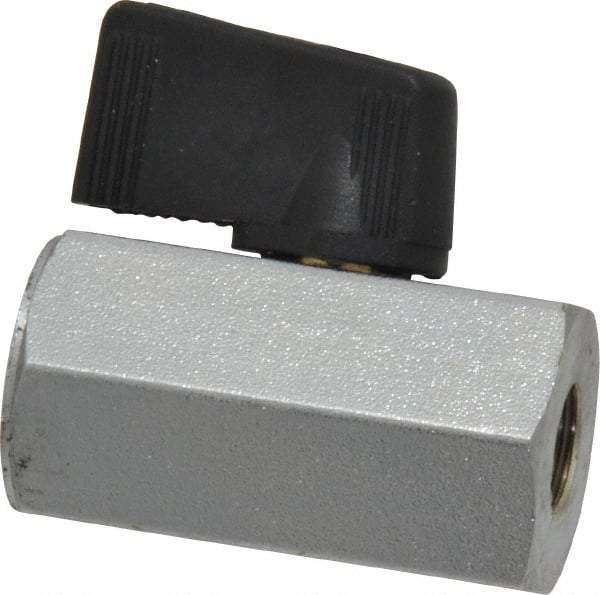 Midwest Control - 1/8" Pipe, Brass Miniature Ball Valve - Inline - One Way Flow, FNPT x FNPT Ends, Wedge Handle, 450 WOG - Eagle Tool & Supply