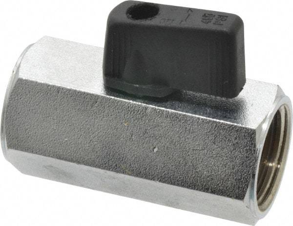 Midwest Control - 1/2" Pipe, Brass Miniature Ball Valve - Inline - One Way Flow, FNPT x FNPT Ends, Wedge Handle, 450 WOG - Eagle Tool & Supply