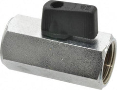 Midwest Control - 1/2" Pipe, Brass Miniature Ball Valve - Inline - One Way Flow, FNPT x FNPT Ends, Wedge Handle, 450 WOG - Eagle Tool & Supply