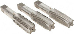 Interstate - 1-8 UNC, 4 Flute, Bottoming, Plug & Taper, Bright Finish, High Speed Steel Tap Set - Right Hand Cut, 5-1/8" OAL, 2-1/2" Thread Length - Eagle Tool & Supply