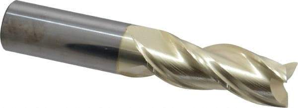 Accupro - 5/8", 1-5/8" LOC, 5/8" Shank Diam, 3-1/2" OAL, 3 Flute, Solid Carbide Square End Mill - Single End, ZrN Finish, Spiral Flute, Variable° Helix, Centercutting, Right Hand Cut, Right Hand Flute - Eagle Tool & Supply