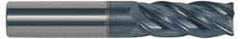 Accupro - 12mm, 32mm LOC, 12mm Shank Diam, 75mm OAL, 4 Flute, Solid Carbide Square End Mill - Single End, AlTiN Finish, Spiral Flute, Variable° Helix, Centercutting, Right Hand Cut, Right Hand Flute - Eagle Tool & Supply