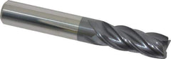Accupro - 3/8", 4 Flute, Single End, Solid Carbide, Corner Chamfer End Mill - 2-1/2" OAL, Right Hand Flute, 1" LOC, Right Hand Cut - Eagle Tool & Supply