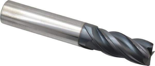 Accupro - 7/16", 4 Flute, Single End, Solid Carbide, Corner Chamfer End Mill - 2-3/4" OAL, Right Hand Flute, 1" LOC, Right Hand Cut - Eagle Tool & Supply