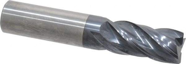 Accupro - 3/4", 4 Flute, Single End, Solid Carbide, Corner Chamfer End Mill - 4" OAL, Right Hand Flute, 1-5/8" LOC, Right Hand Cut - Eagle Tool & Supply