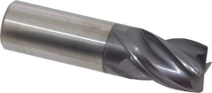 Accupro - 3/4", 4 Flute, Single End, Solid Carbide, Corner Chamfer End Mill - 3" OAL, Right Hand Flute, 1" LOC, Right Hand Cut - Eagle Tool & Supply