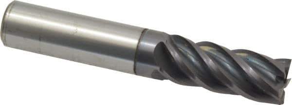 Accupro - 1/2", 1-1/4" LOC, 1/2" Shank Diam, 3" OAL, 5 Flute, Solid Carbide Square End Mill - Single End, AlTiN Finish, Spiral Flute, Variable° Helix, Centercutting, Right Hand Cut, Right Hand Flute - Eagle Tool & Supply