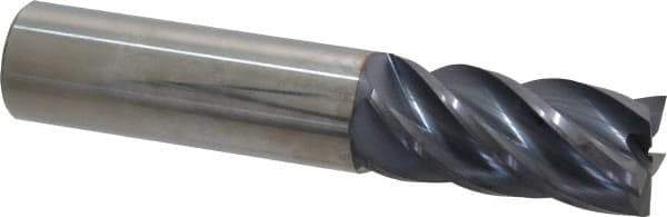 Accupro - 3/4", 1-5/8" LOC, 3/4" Shank Diam, 4" OAL, 5 Flute, Solid Carbide Square End Mill - Single End, AlTiN Finish, Spiral Flute, Variable° Helix, Centercutting, Right Hand Cut, Right Hand Flute - Eagle Tool & Supply