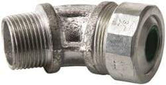 Cooper Crouse-Hinds - 0.45 to 0.56" Cable Capacity, Liquidtight, Elbow Strain Relief Cord Grip - 3/4 NPT Thread, 2-17/32" Long, Malleable Iron - Eagle Tool & Supply