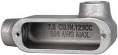 Cooper Crouse-Hinds - Form 5, LR Body, 3/4" Trade, Rigid Malleable Iron Conduit Body - Oval, 5.37" OAL, 7-1/2 cc Capacity, Gray - Eagle Tool & Supply