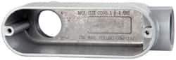 Cooper Crouse-Hinds - Form 5, LB Body, 1" Trade, IMC, Rigid Aluminum Conduit Body - Oval/Rectangle, 5.79" OAL, 12.2 cc Capacity, Silver - Eagle Tool & Supply