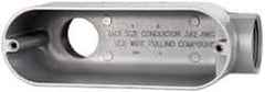 Cooper Crouse-Hinds - Form 5, LB Body, 1-1/4" Trade, IMC, Rigid Aluminum Conduit Body - Oval/Rectangle, 7.79" OAL, 32.3 cc Capacity, Silver - Eagle Tool & Supply