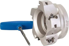 Iscar - 5 Inserts, 4" Cut Diam, 1-1/2" Arbor Diam, 0.642" Max Depth of Cut, Indexable Square-Shoulder Face Mill - 0/90° Lead Angle, 2" High, H490 AN.X 17 Insert Compatibility, Through Coolant, Series Helido - Eagle Tool & Supply