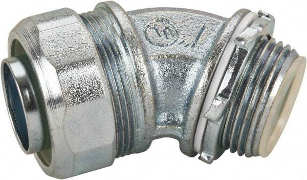 Cooper Crouse-Hinds - 1" Trade, Malleable Iron Threaded Angled Liquidtight Conduit Connector - Insulated - Eagle Tool & Supply