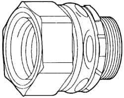 Cooper Crouse-Hinds - 0.45 to 0.56" Cable Capacity, Liquidtight, Straight Strain Relief Cord Grip - 1 NPT Thread, 1-3/4" Long, Steel - Eagle Tool & Supply