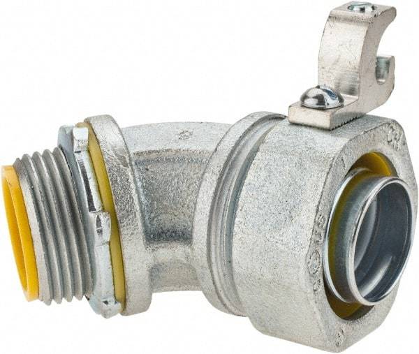 Cooper Crouse-Hinds - 1" Trade, Malleable Iron Threaded Angled Liquidtight Conduit Connector - Insulated - Eagle Tool & Supply