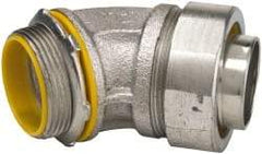 Cooper Crouse-Hinds - 1-1/2" Trade, Malleable Iron Threaded Angled Liquidtight Conduit Connector - Insulated - Eagle Tool & Supply