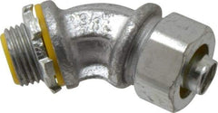 Cooper Crouse-Hinds - 3/8" Trade, Malleable Iron Threaded Angled Liquidtight Conduit Connector - Insulated - Eagle Tool & Supply