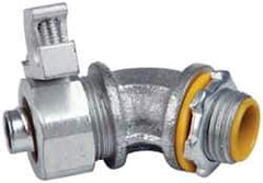 Cooper Crouse-Hinds - 3/8" Trade, Malleable Iron Threaded Angled Liquidtight Conduit Connector - Insulated - Eagle Tool & Supply