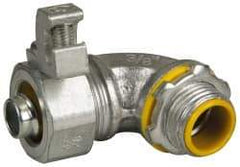 Cooper Crouse-Hinds - 3/8" Trade, Malleable Iron Threaded Angled Liquidtight Conduit Connector - Insulated - Eagle Tool & Supply