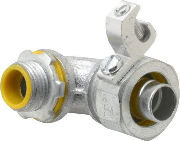 Cooper Crouse-Hinds - 1/2" Trade, Malleable Iron Threaded Angled Liquidtight Conduit Connector - Insulated - Eagle Tool & Supply