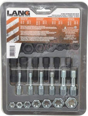 Lang - 1/4-20 to 9/16-32 Tap, 1/4-20 to 5/8-18 Die, UNC, UNF, Tap and Die Set - Carbon Steel, Nonadjustable, 26 Piece Set with PVC Case - Exact Industrial Supply