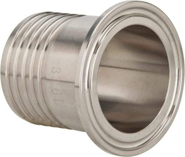 VNE - 1-1/2", Clamp Style, Sanitary Stainless Steel Pipe Rubber Hose Adapter - Tube OD Connection, Grade 316/316L - Eagle Tool & Supply