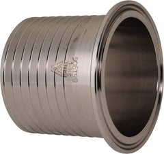 VNE - 2-1/2", Clamp Style, Sanitary Stainless Steel Pipe Rubber Hose Adapter - Tube OD Connection, Grade 316/316L - Eagle Tool & Supply