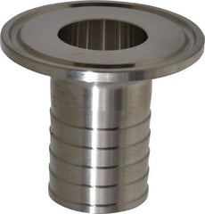VNE - 1", Clamp Style, Sanitary Stainless Steel Pipe Rubber Hose Adapter - Tube OD Connection, Grade 304 - Eagle Tool & Supply