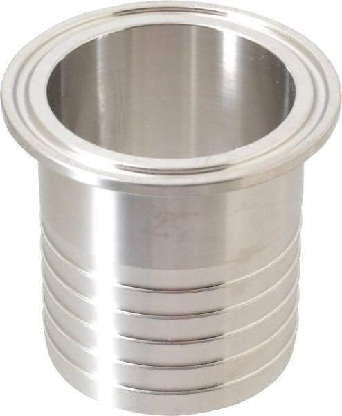VNE - 2", Clamp Style, Sanitary Stainless Steel Pipe Rubber Hose Adapter - Tube OD Connection, Grade 304 - Eagle Tool & Supply